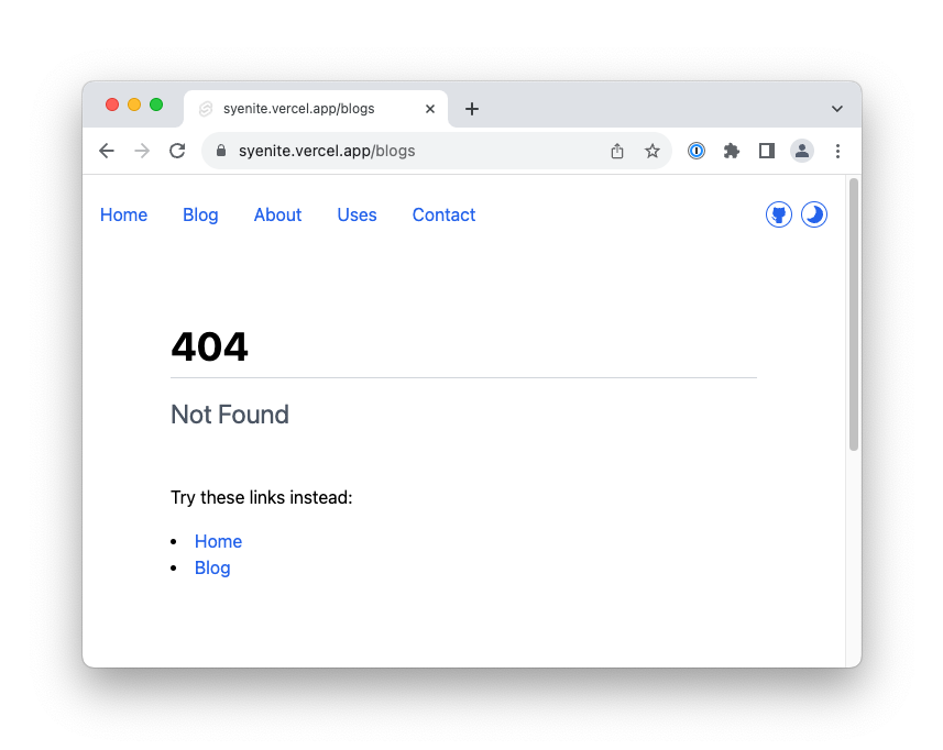 404 not found for pages